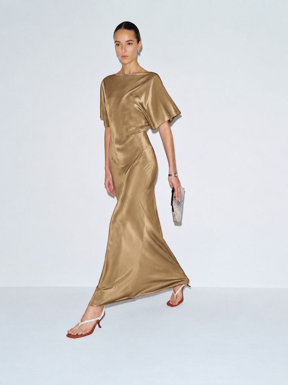 Reformation Caila 100% Silk Maxi Dress Riesling Gold Size Small NWT